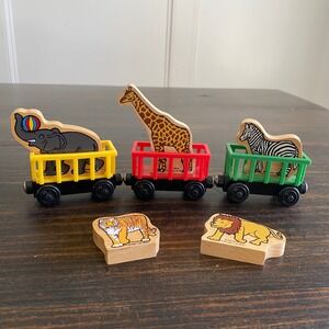 Thomas & Friends CIRCUS TRAIN 8 Pc Car Animals Set Wooden Railway Vintage